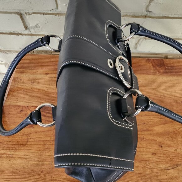 Like New Vintage Coach Hampton Soho Black Leather Tote Bag Purse - Picture 7 of 13